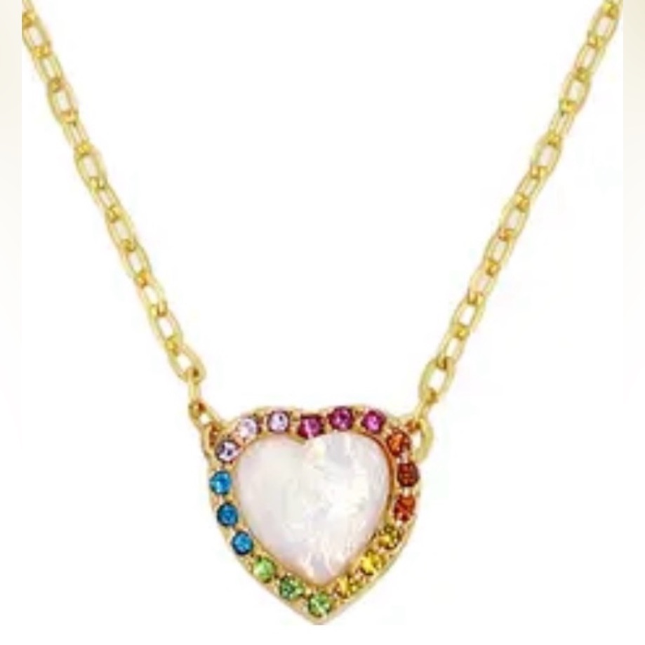Kurt Geiger Gold Heart Pendant Necklace With Multicolor Stones 68$